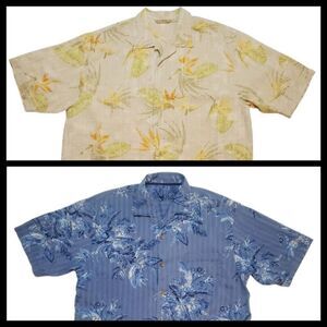 Lot Of 2 Tommy Bahama 100% Silk Hawaiian Shirts Size L